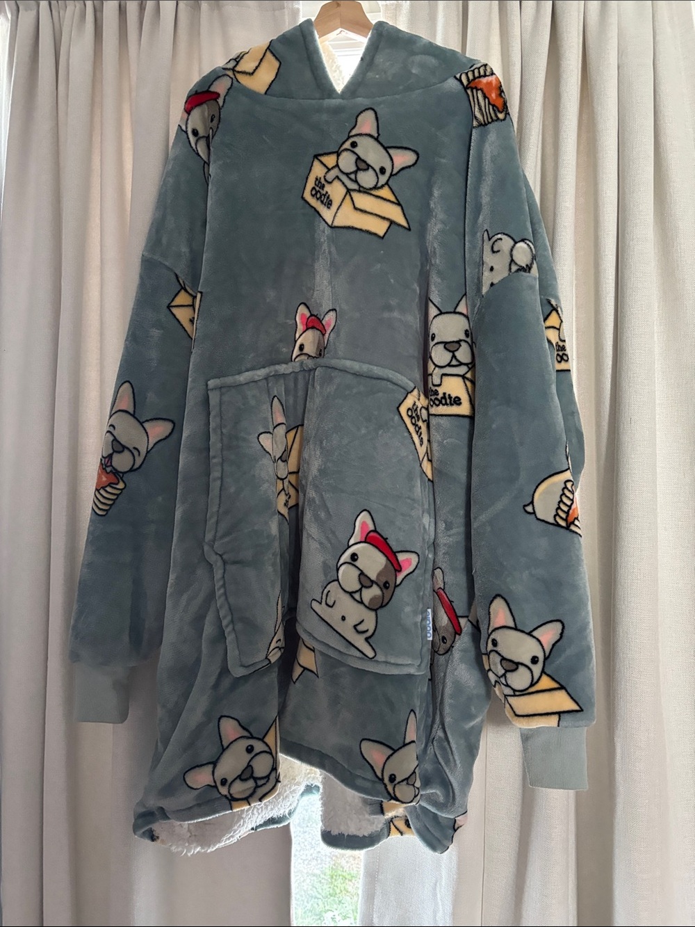 Oodie Hoodie Blanket - Blue French Bulldog Print
